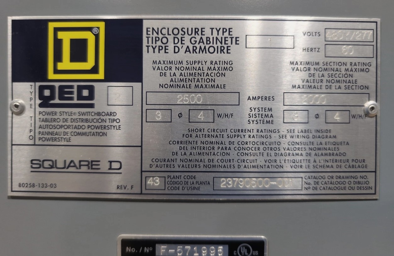2500 Amps, Square D, QED Low-Voltage Switchboard, 4-wire, ERMS trip unit, 480/277 Volt, 3PH - Image 4