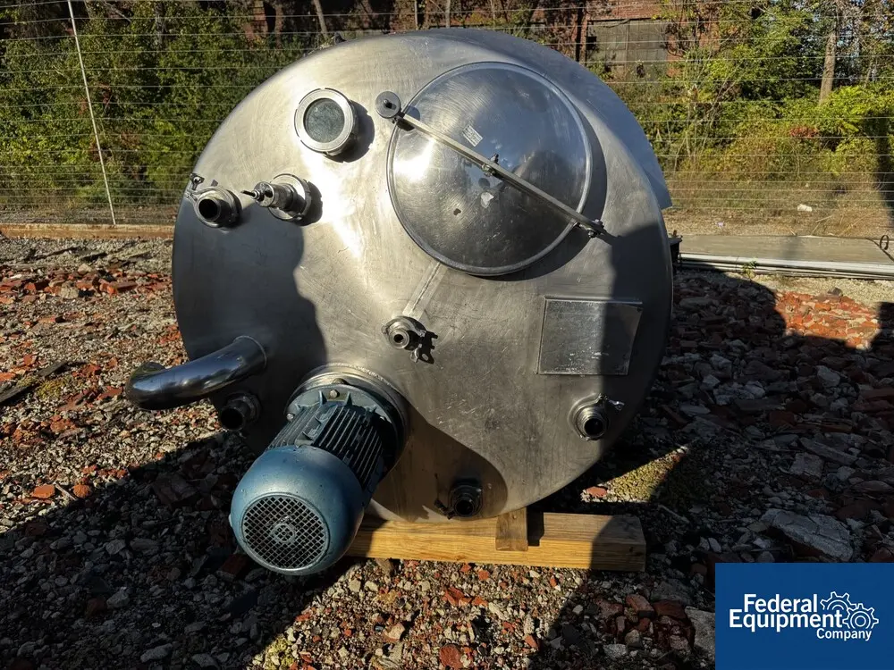 500 gallon Regev, Mix Tank, Stainless Steel, 48" diameter x 59" straight side, dish top, slight cone bottom - Image 4