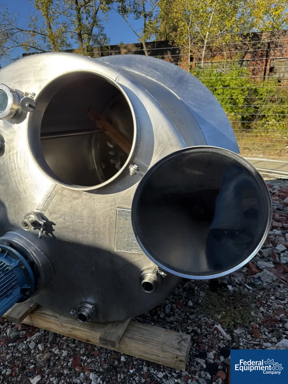 500 gallon Regev, Mix Tank, Stainless Steel, 48" diameter x 59" straight side, dish top, slight cone bottom - Image 7