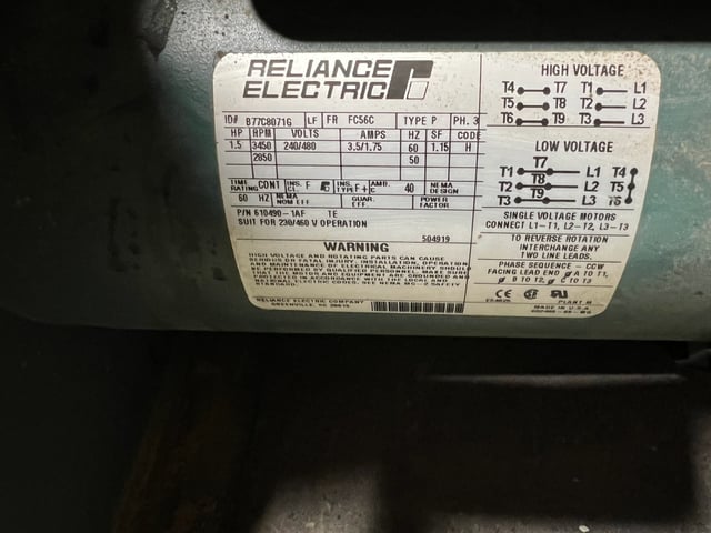 60 HP 1200 RPM Reliance, Frame LC2812ATZ, DPFVBB, 500 VA, 300/150 VF, New Surplus - Image 4