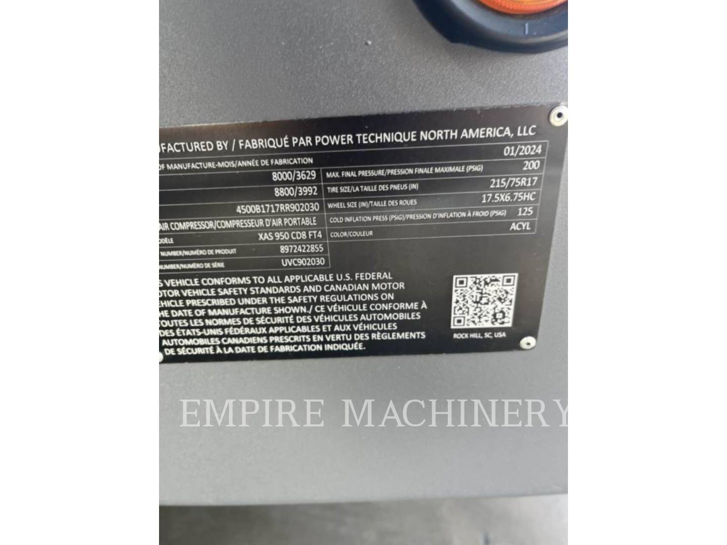 Atlas-Copco XAS950CD, 514 hours, S/N: UVC902030, 2024 - Image 3