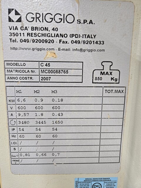 Griggio #C45, Sliding Table Panel Saw, 2007 - Image 10