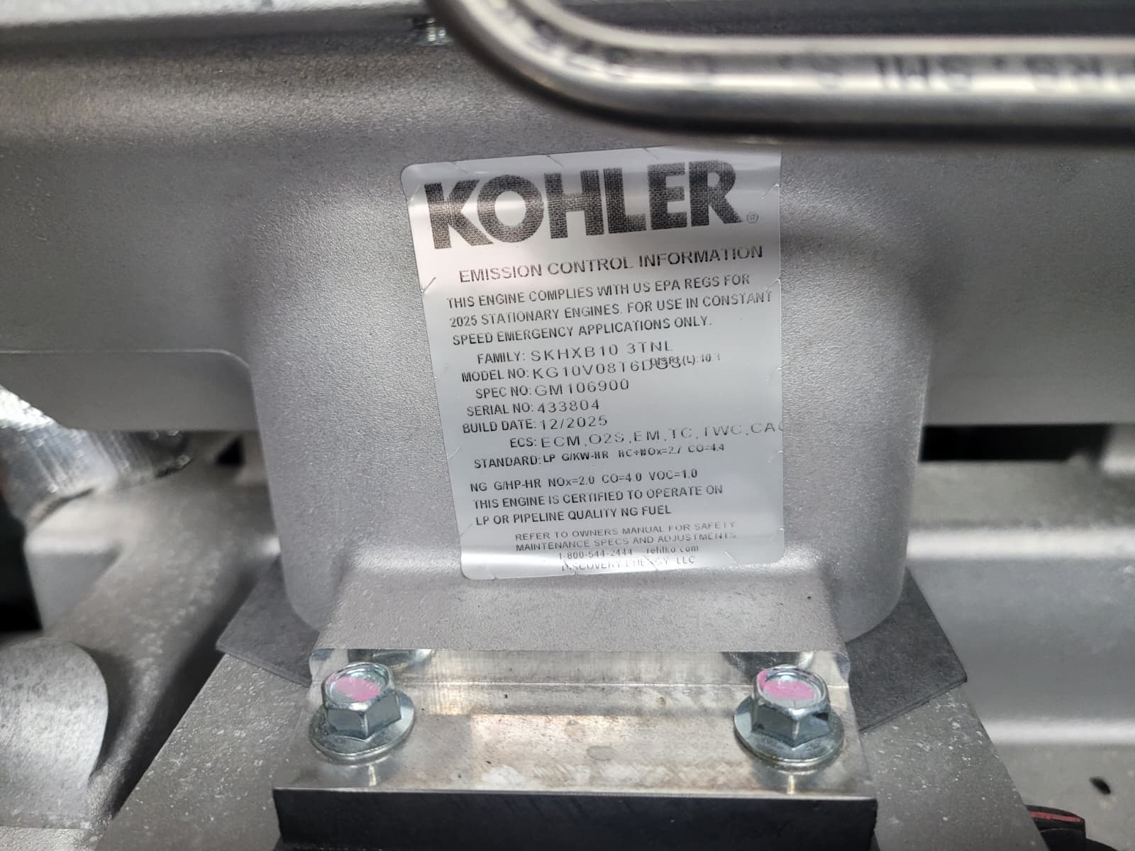 200 KW Kohler Rehlko #KG200, Natural gas / LPQ generator set, 120/208 Volts, 3-phase, 1800 RPM, KG10V08T-6DGS - Image 6