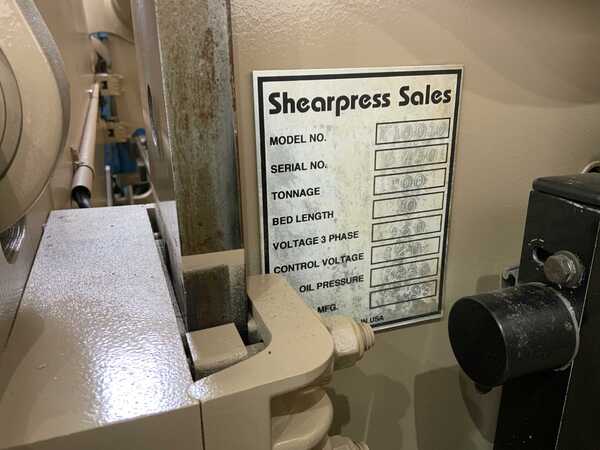 100 Ton, Accurpress #710010, press brake, 10' overall, 100" between housing, 8" stroke, 2-Axis CNC back gauge - Image 10