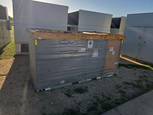 7.5 Ton, Carrier #48LCEA08J2A6A4R4F0, ultra high efficiency RTU unit, 3-stage cooling, NG heat, new, 2023 - Image 2