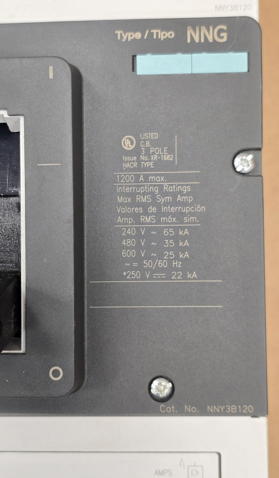 1200 Amp. Siemens #NNY3B120, Bolt On Circuit Breaker, 600 VAC, 25kA, 3P - Image 5
