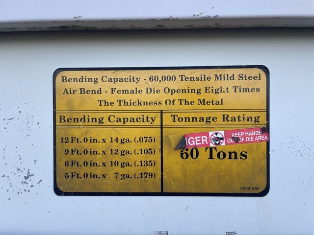 60 Ton, Wysong #MTH-60-72, CNC Hydraulic Press Brake, 6' overall, 6" stroke, 62" between housing, 9" adj., 6" - Image 6