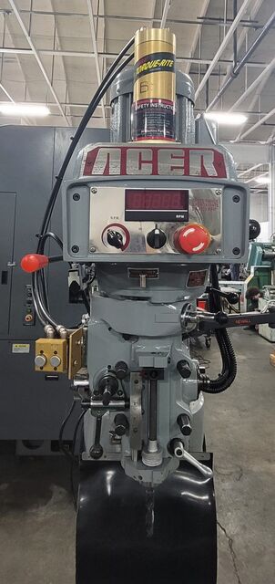 Acer E-Mill #EVS-3VS-II, vertical mill, 3 HP, 9" x48" tbl., 60-4500 RPM, R8, Newall DP700 2-Axis digital read - Image 6