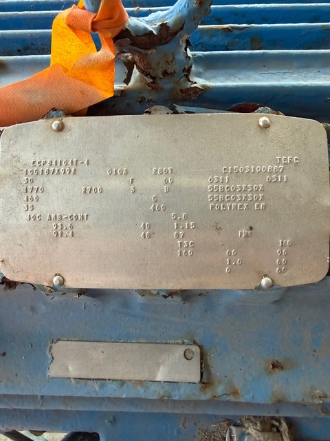 30 HP 1770 RPM Reliance, Frame 286T, TEFC, 460 Volts, Ball, 1.15 service factor, electrically OK - Image 1