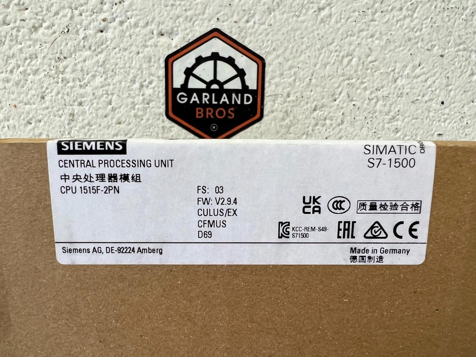 Siemens #CPU-1515F-2PN, Simatic S7-1500 Central Processing Unit - Image 1