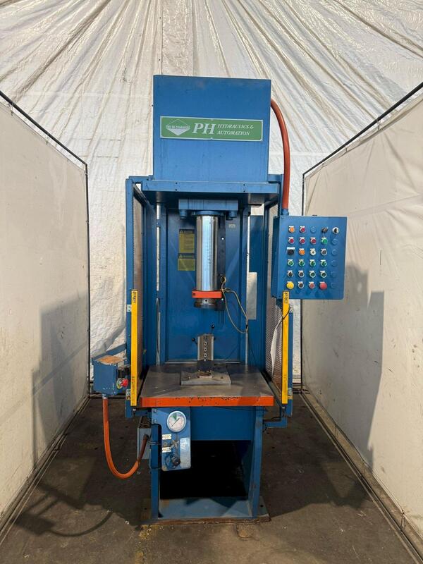 50 Ton, PH #OGF-50, hydraulic C-frame press, 15" stroke, 34" daylight, 8" cylinder bore, 30" x27" bed, Allen - Image 2