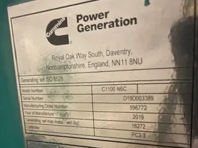 1100 KW Cummins #C1100N6C, Natural gas generator set, 480 Volts, 3-phase, open skid, 2019 - Image 7
