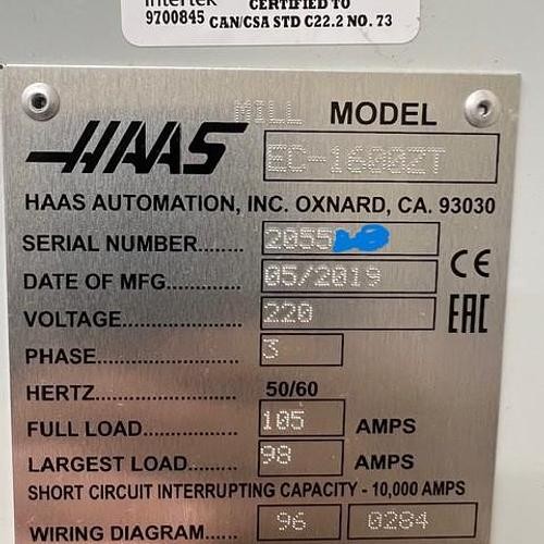 Haas #EC-1600ZT, horizontal machining center, 50+1 side mount tool changer, 10000 RPM, #50, 300 psi thru - Image 2