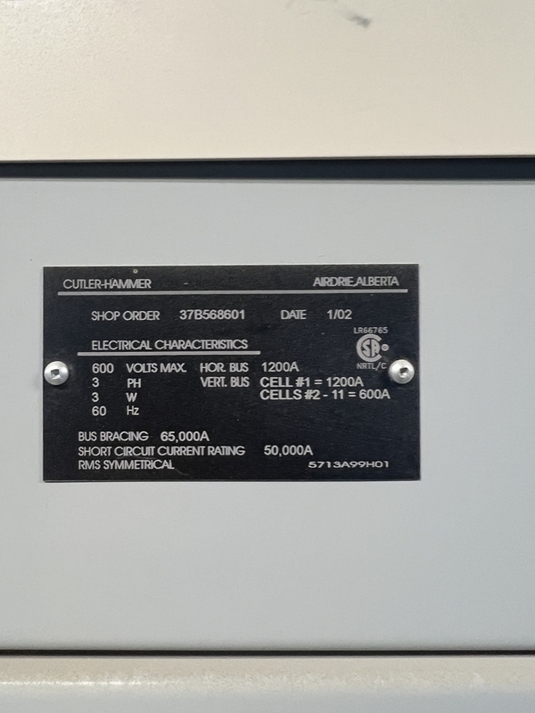 Cutler-Hammer, Advantage-2100, Motor Control Center, 1200 amps, 11 sections, 600 Volt, 3PH, 2002, (3 - Image 3