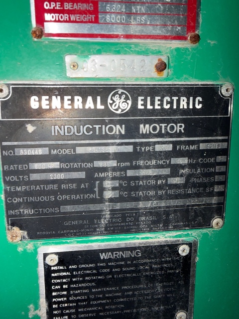 600 HP 885 RPM General Electric, Frame 8311S, TEAAC, BB, 2300 Volts, Offered electrically OK or Rebuilt with - Image 1