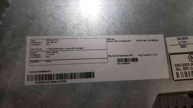 ABB, ACH550-VD-059A-4+F267, VFD, 40HP, 380-460 Volts, 3PH - Image 4