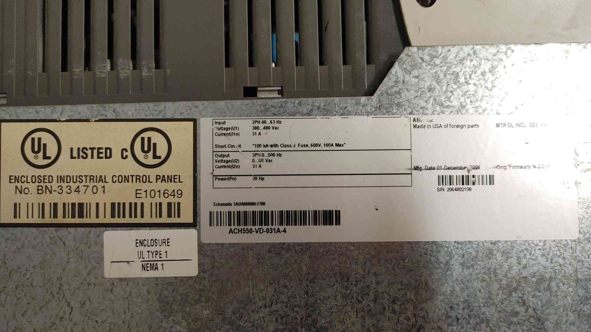 ABB, ACH550-VD-31A-4, VFD, HVAC Drive w/ E-Clipse Bypass & Disconnect, 20HP, 480 Volts - Image 9