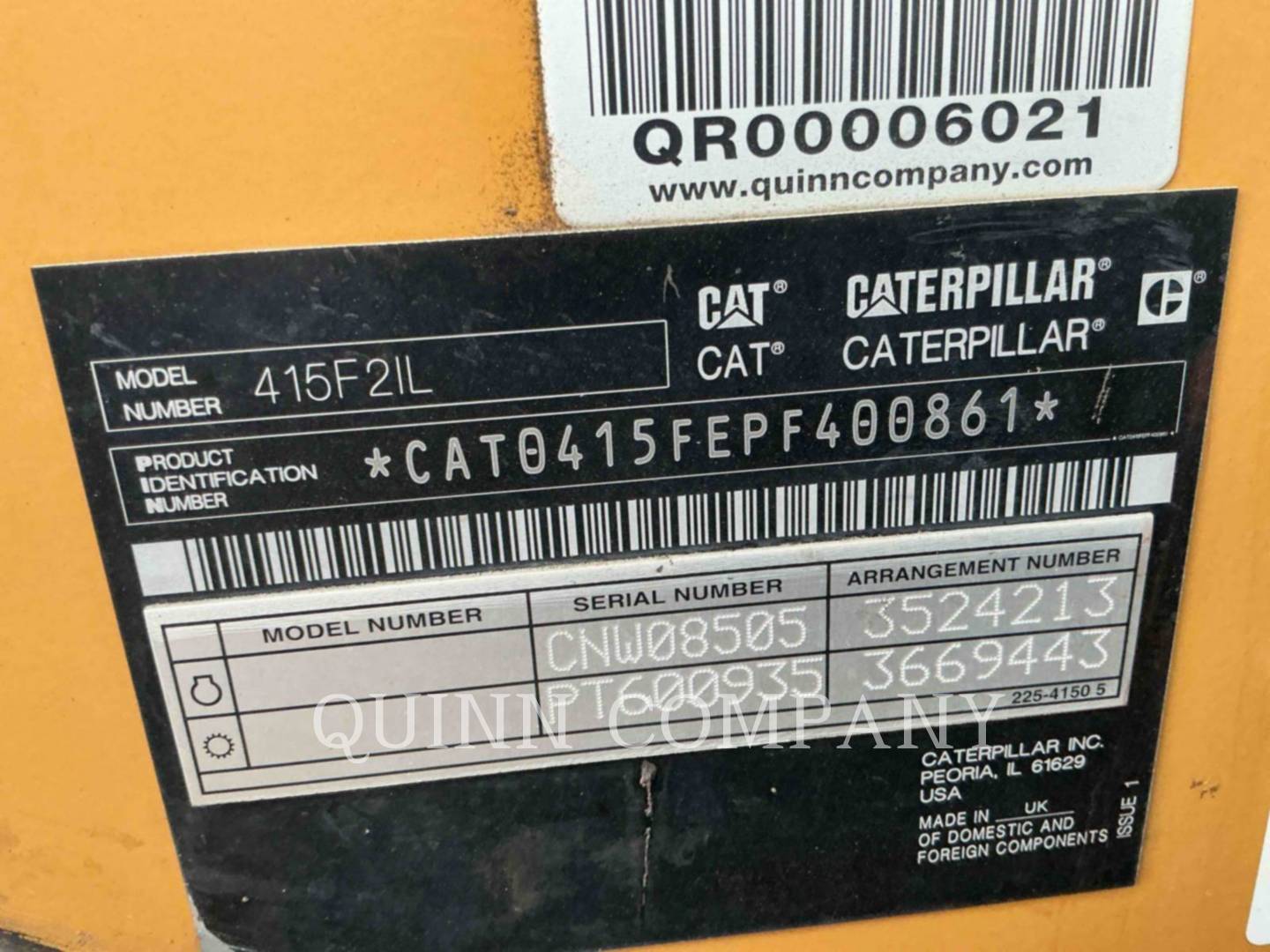 Cat 415F2 IL, Backhoe Loader, 2967 hours, S/N: PF400861, 2018 - Image 6