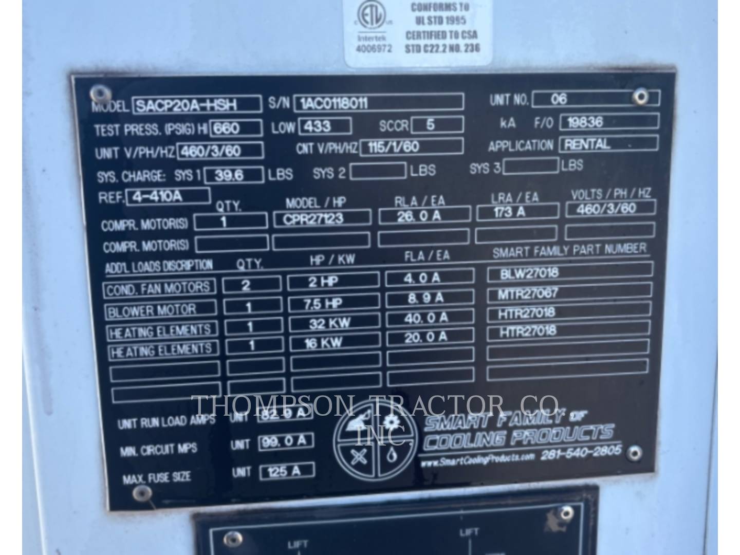 Other TCAC20TON, Temperature Control, S/N: 1AC0118011, 2018 - Image 2