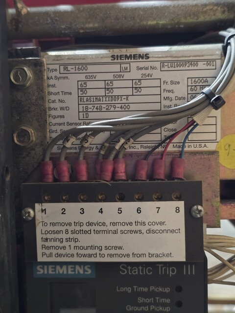 1600 Amp, Siemens #RL-1600 RLAS1MAIXXD09X-K, Air Circuit Breaker - Image 7