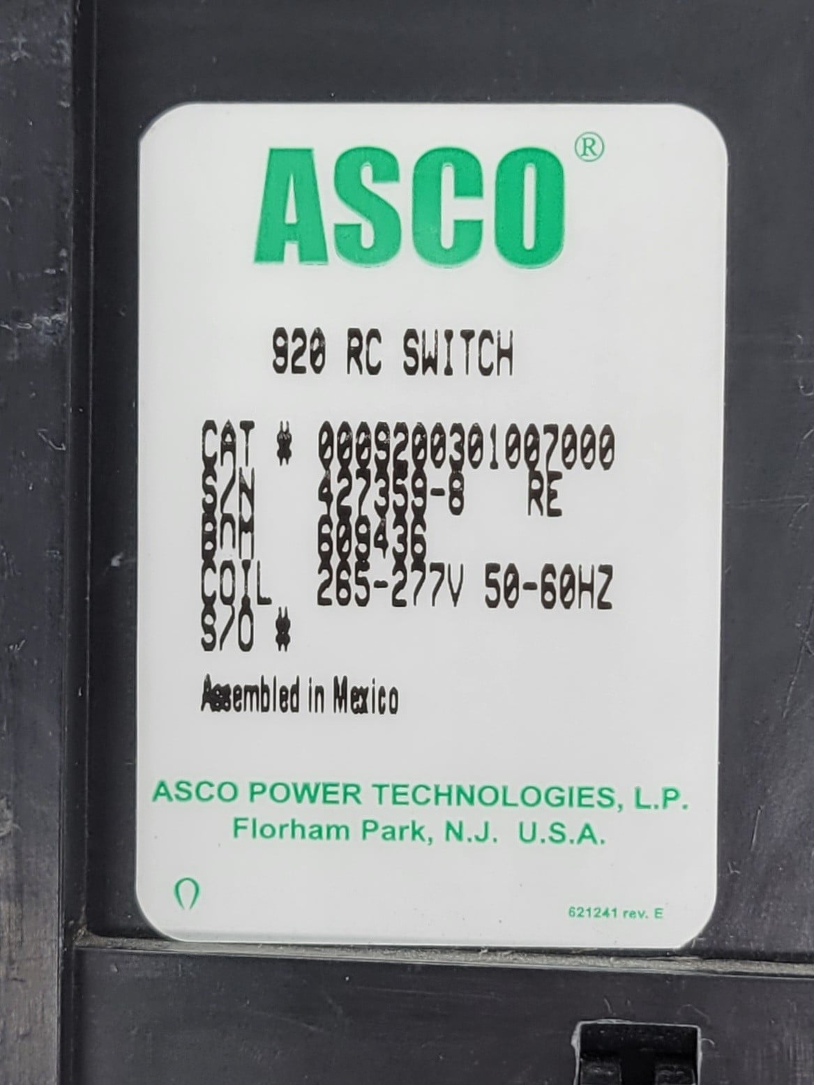 100 Amp, Asco #9200301007000-920, Remote Control Switch, 3P, 265/277 Volts Coil - Image 3