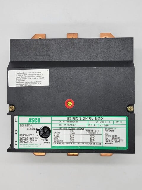 100 Amp, Asco #9200301007000-920, Remote Control Switch, 3P, 265/277 Volts Coil - Image 4