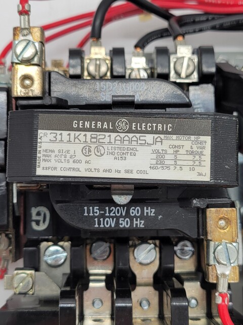 General Electric #CR311K1821AAASJA, Magnetic Starter, Nema 0, 460/575 Volts, 7.5HP, Torq 10, unused - Image 2