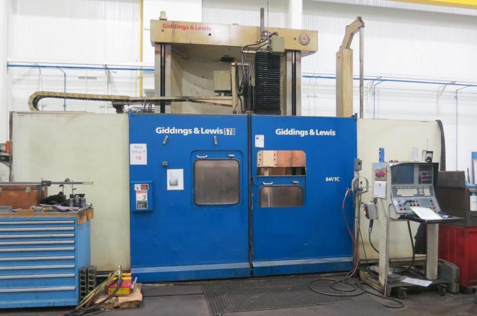 96" Giddings & Lewis #84 VTC, 108" swing, 90" under elevating rail, G & L 8000 CNC, 12-station ATC, 2001 - Image 1