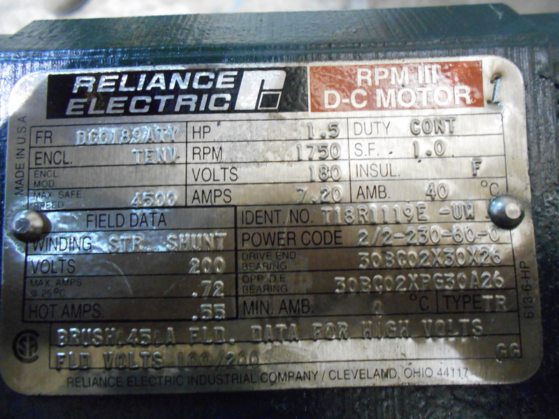1.5 HP 1800 RPM Reliance, Frame 189ATY, TENV, new, 180VA, 100/200VF - Image 4