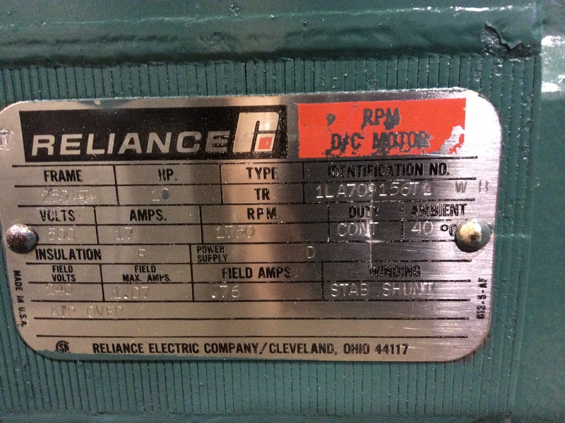 10 HP 1800 RPM Reliance, Frame 259AT, rebuilt, 500 VA, 240 VF - Image 2