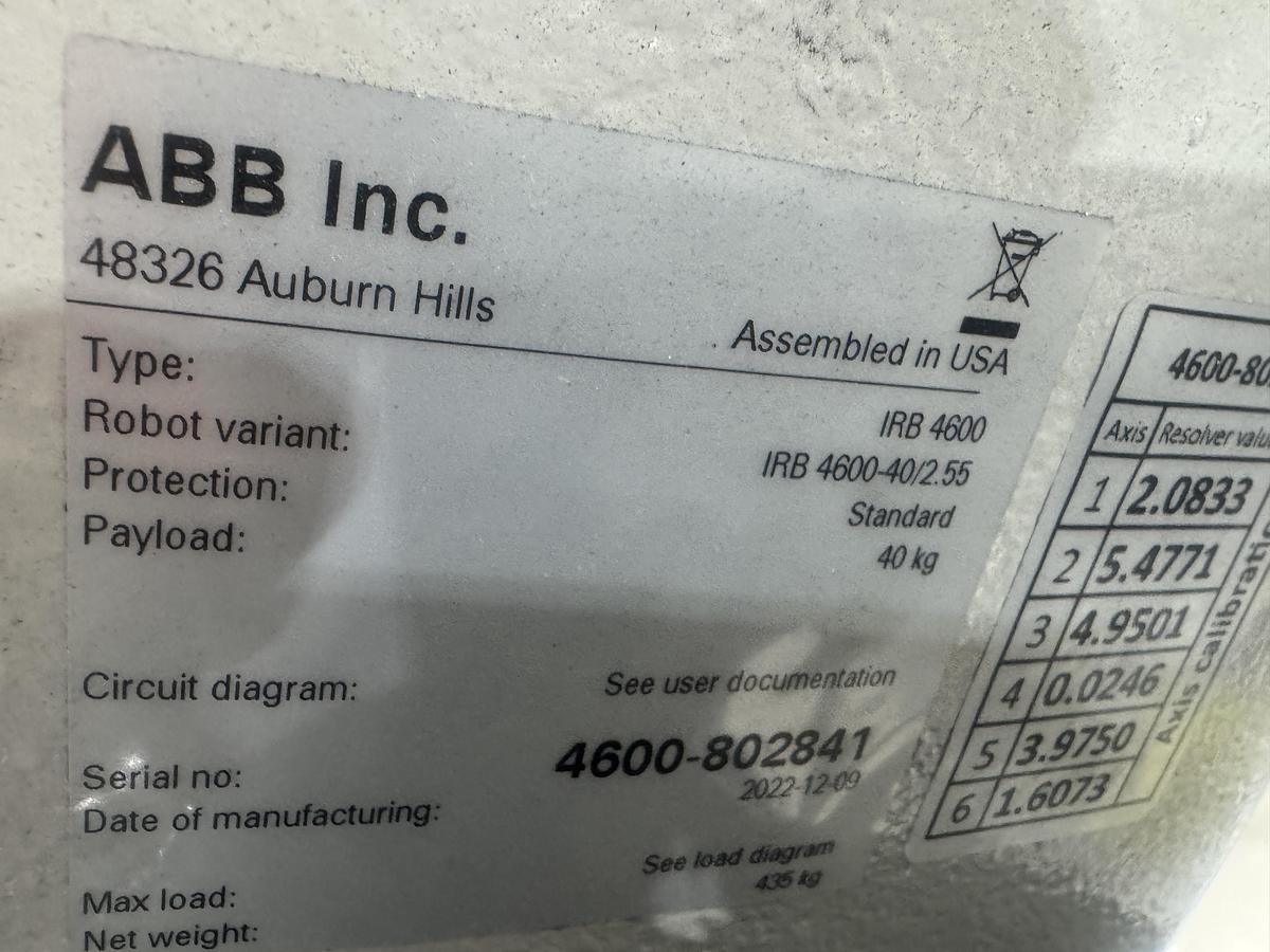 ABB, IRB-4600-40/2.55, 6-Axis Articulated Robot, 40 kg payload, 100" reach, IRC5 controller, 480 Volt, 2022 - Image 7