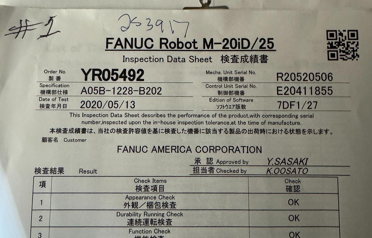 Fanuc, M-20iD/25, 6-Axis Articulated Robot, 25 kg payload, 72" reach, teach pendant, R-30iB Plus controller - Image 9