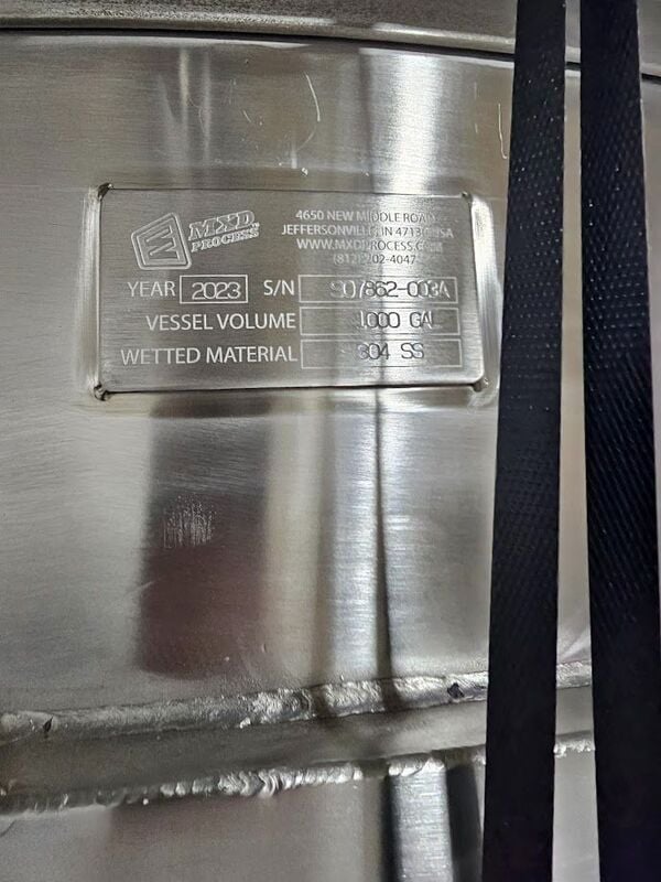 1000 gallon MXD Process, Stainless Steel Jacketed Tank, 78" diameter x 70" tall, (2 available) - Image 3