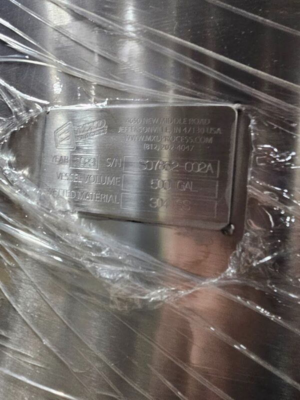 500 gallon MXD Process, Stainless Steel Tank, 53" diameter x 56" straight side height, (2 available) - Image 3