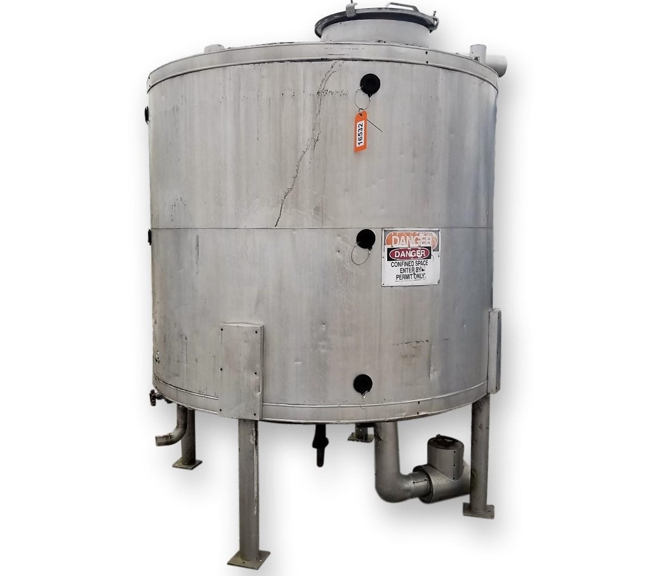 1000 gallon Stainless steel tank with heat exchanger package, cone top & bottom - Image 3