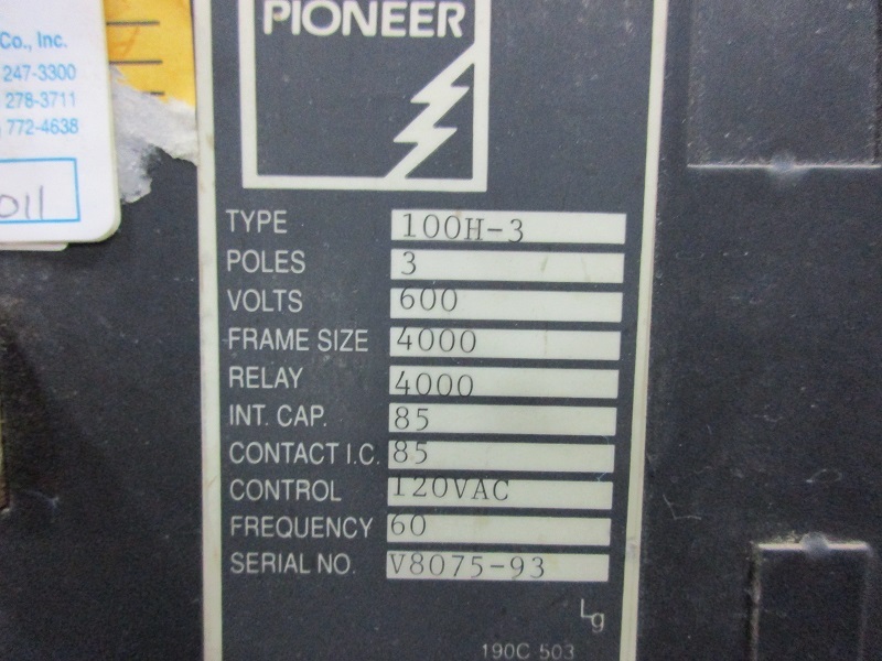4000 Amps, Federal Pioneer, 100-H3, electrically operated, drawout, LSI, w/cell - Image 2