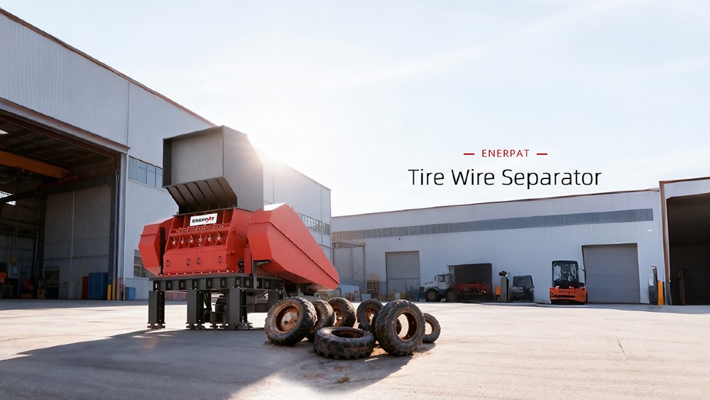 Enerpat #MSB-ETY1600, dual-shaft tire shredder, 3 TPH Complete Tire Shredding Line, Wire Separator, 15mm - Image 8