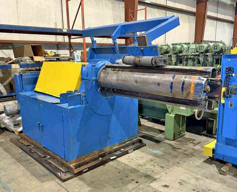 40000 lb. Rowe #40060-DSV, uncoiler, 60" O.D., 20"-23" ID, expansion, 66" 4-leaf face mandrel, holddown roll - Image 1