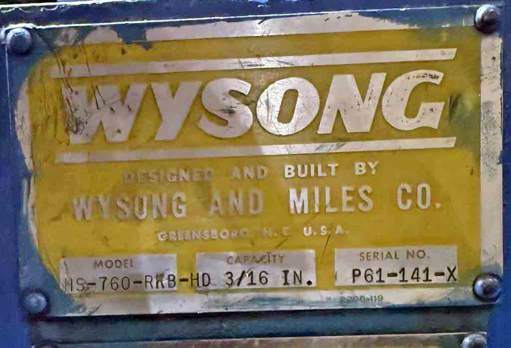 0.187" x 60" Wysong #HS-760RKB-HD, hi-speed shear, 300 SPM, 42" passline - Image 4