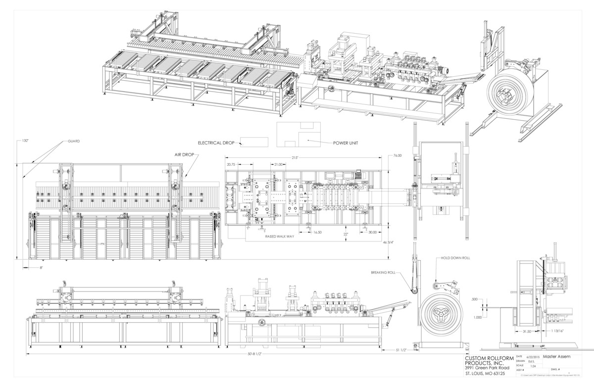 24" x .25" CRP, Cut-To-Length line, 7500 lb., 50 FPM, mandrel uncoiler, hydraulic expansion, 9 roll - Image 6