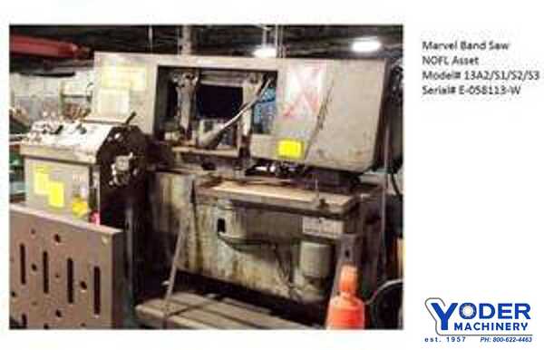 13" x 13" Marvel #13A2/S1/S2/S3, horizontal band saw, serial #E-058113 - Image 1