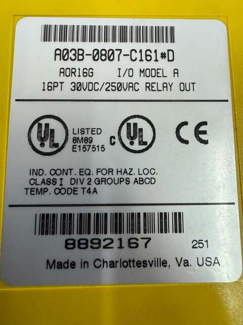 Fanuc I/O Module A03B-0807-C161 30V DC - Image 3