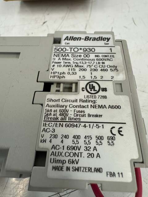 Allen-Bradley Contactor 500-TO*930 600 VAC MAX m00431 - Image 5