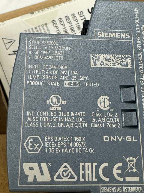 Siemens Selectivity Module 6EP1961-2BA21 24 VDC - Image 2