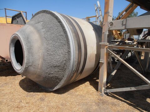 Rotary tumble mixer, spirals, Carbon Steel, hopper feed, 80" x 150" - Image 5