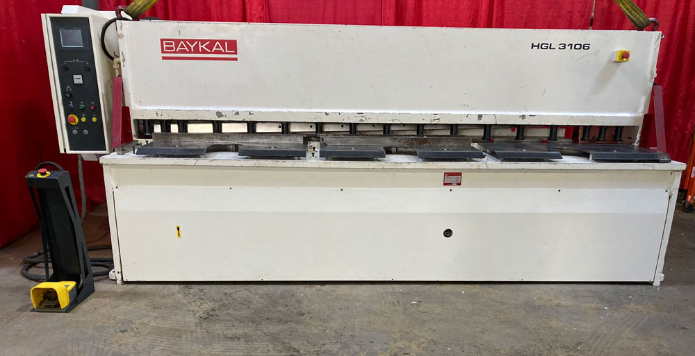 120" x 1/4" Baykal #HGL-3100/6, hydraulic swing beam shear, 20 SPM, 30" Back Gauge, 15 HP, (2) 20" front - Image 1