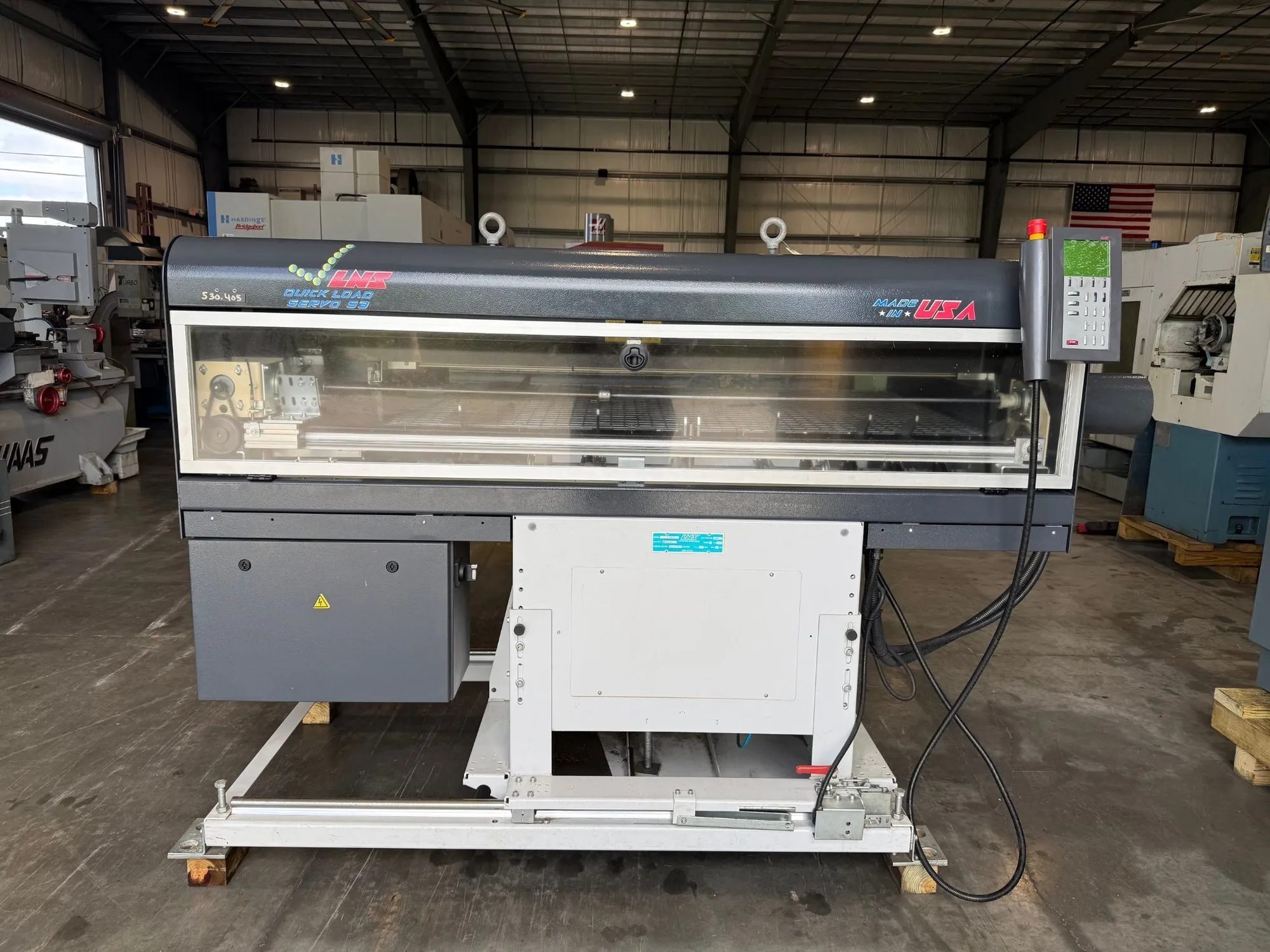 LNS #Quick-Load-Servo-S3, magazine barfeeder, 4.7" capacity, 63" length, Control pendant - Image 1