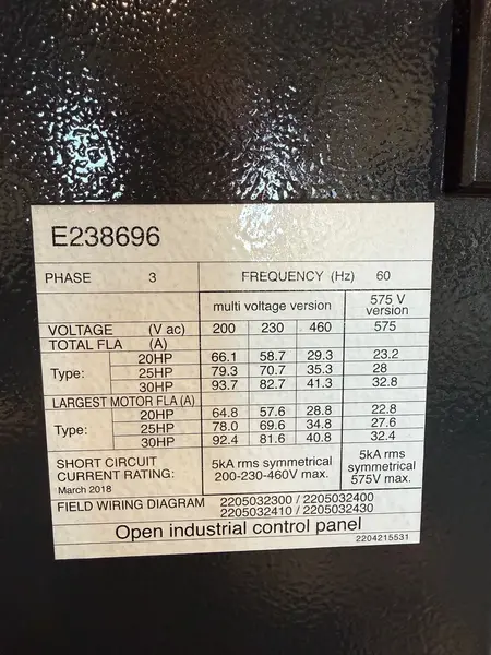 25 HP Chicago Pneumatic #QRS-25, rotary /sliding vane air compressor, 132 psig, 2020 - Image 9