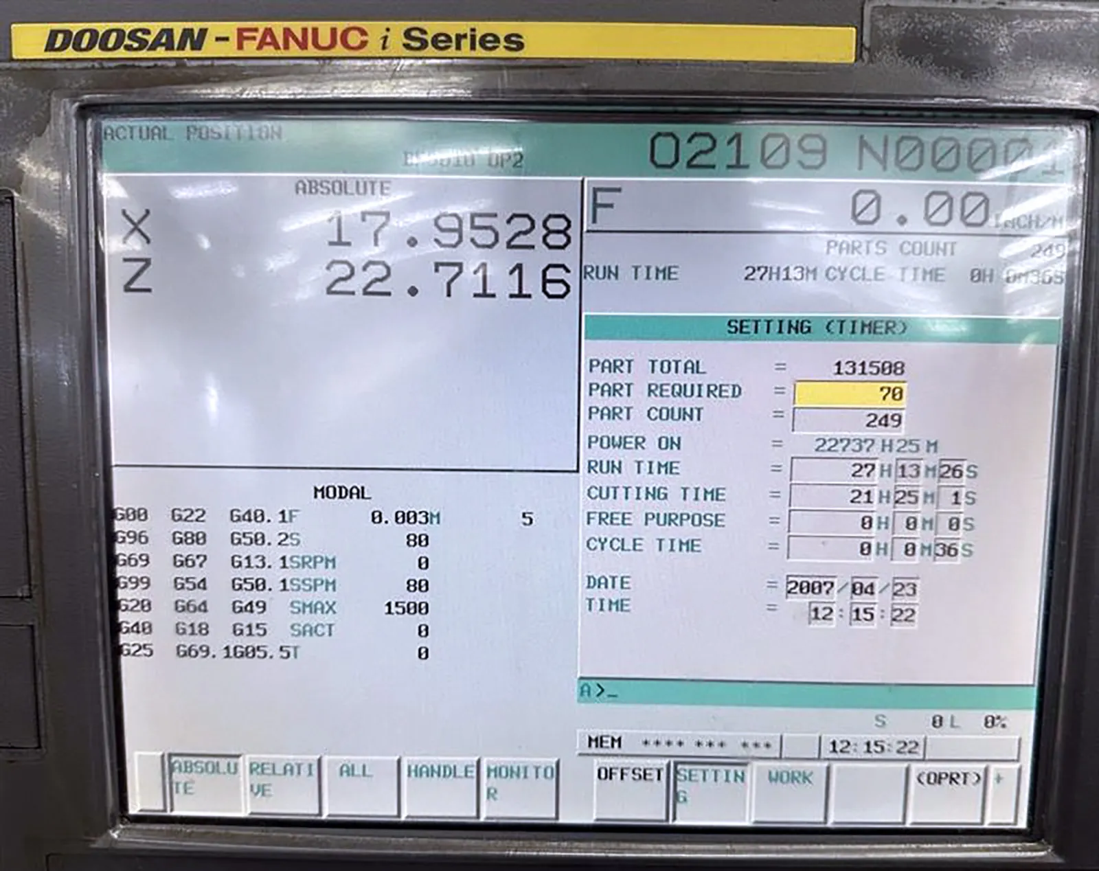 Daewoo Doosan #Puma-GT-2600, CNC lathe, 24.8" swing, 10" 3-jaw chuck, 3.2" bar, 33.2" centers, 18.1" dia. - Image 6