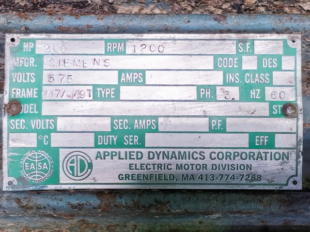 200 HP 1200 RPM Marathon, Frame 447/9T, TEFC BB, 575 Volts - Image 3